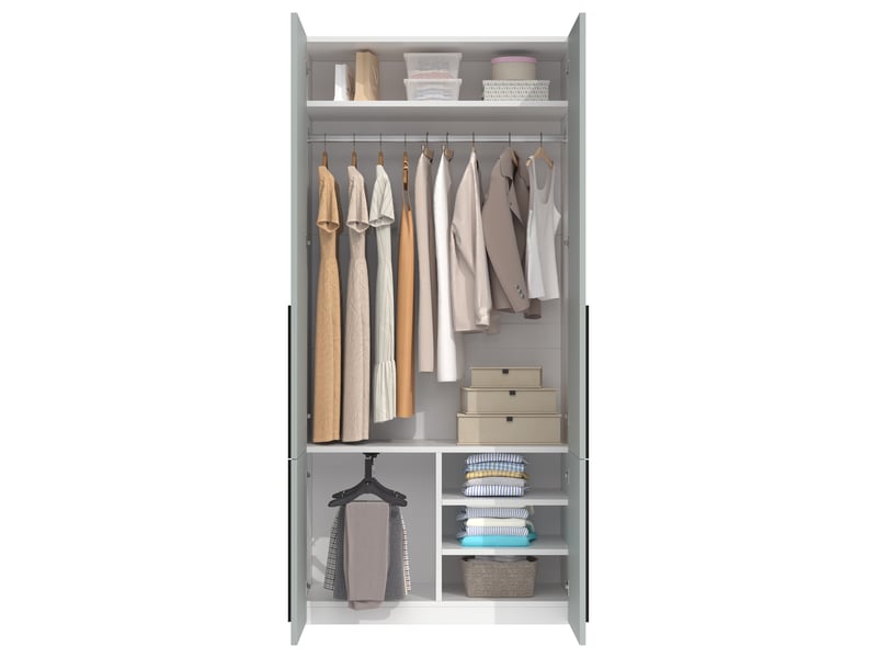 Armoire penderie 90 x 50 x 200 cm - 1 barre de penderie - porte pantalons coulissant - mdf et panneaux de particules - gris - Conforama A