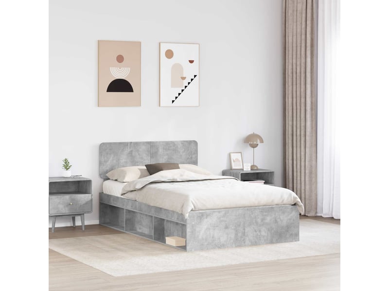  Lit double- lit adulte -  cadre de lit avec tête de lit béton 120 x 200 cm pin massif  - Conforama B