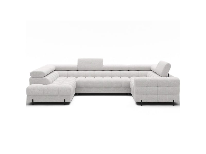 Canapé panoramique convertible factory 3 places blanc – angle gauche avec coffre - Conforama A