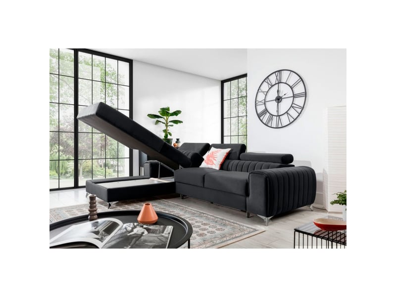 Canapé d'angle gauche gris foncé convertible 3 places jayson convertible avec rangement - Conforama B