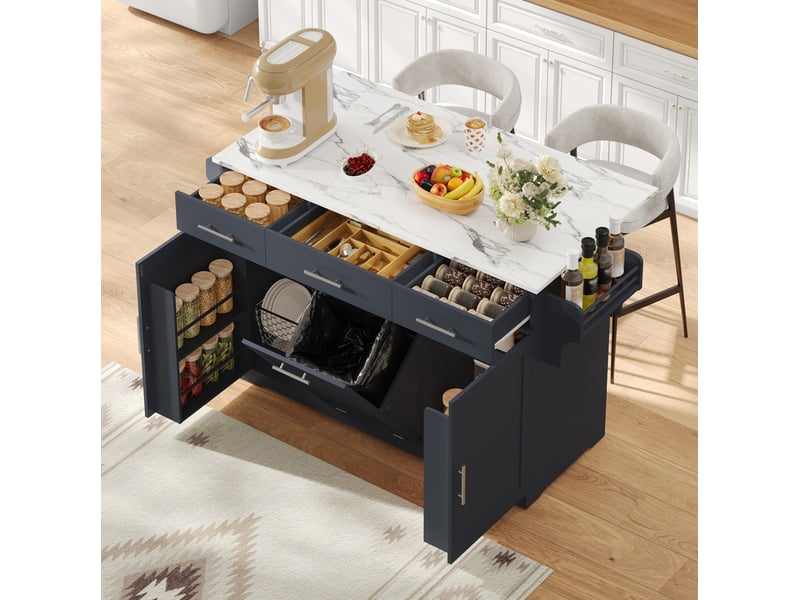  Desserte de cuisine 136x75x92 cm avec plateau rabattable gris  - Conforama B