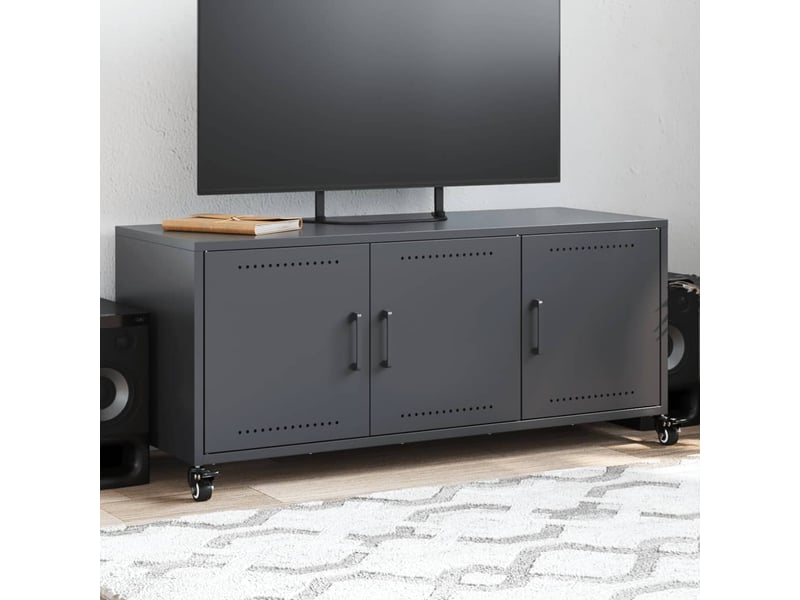  Meuble tv - banc tv - meuble de rangement anthracite 100,5x39x43,5 cm acier  - Conforama B