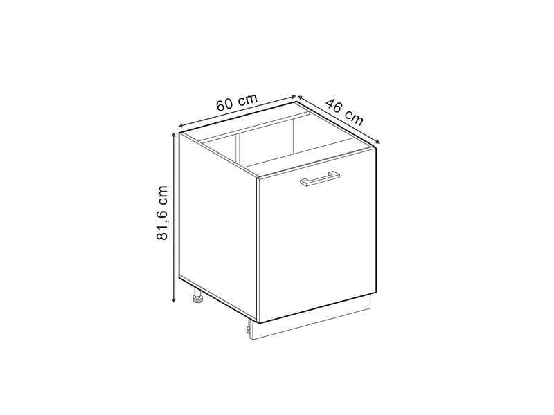  Vicco meuble bas de cuisine, rougeanthracite, 60cm avec 1 porte plan de travail anthracite  - Conforama B