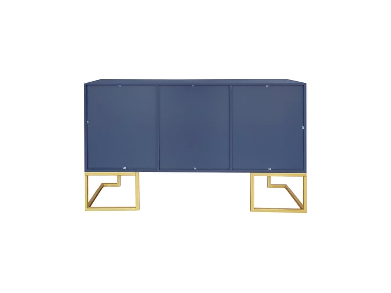  Buffet 3 portes 138 x 40 x 80,5 cm, étagères réglables, façades rainurées, poignées métal, bleu marine Jamama eleni - Conforama W