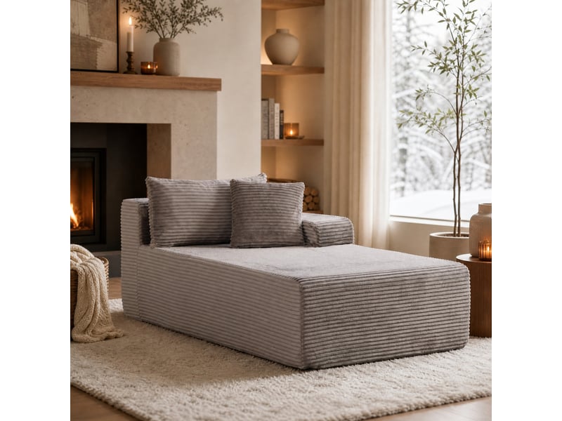  Canapé modulable 1 place en chenille gris avec méridienne  - Conforama C