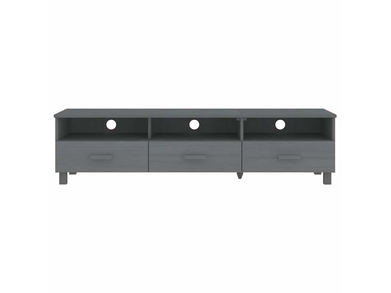  Meuble tv - banc tv - meuble de rangement hamar gris foncé 158x40x40 cm bois massif de pin  - Conforama C