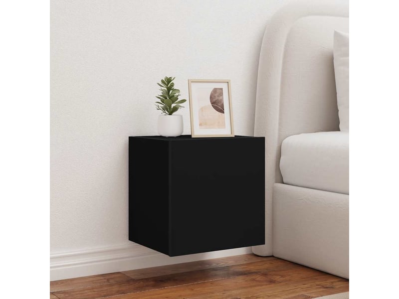  Lot de 2 meuble tv mural avec lumières led noir 40,5x35x40 cm  - Conforama B