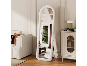 Miroir pleine longueur style français romantique, forme arquée 160×50 cm, blanc, pose murale ou sur pied