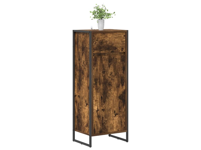  Cabinet de salle de bain, meuble de rangement chêne fumé 40x30x100 cm  - Conforama C