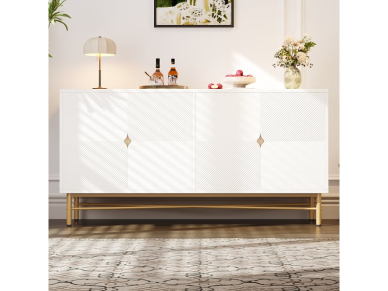  Buffet 4 porte(s) 0 tiroir(s) - 160 cm blanc panneau de particules buffet blanc - Conforama D