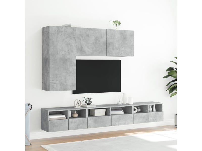  Meuble tv - banc tv - meuble de rangement mural gris béton 60x30x30 cm bois d'ingénierie  - Conforama D