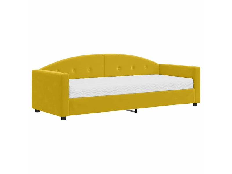  Lit simple- lit adulte -  lit de jour avec matelas jaune 80x200 cm velours  - Conforama A