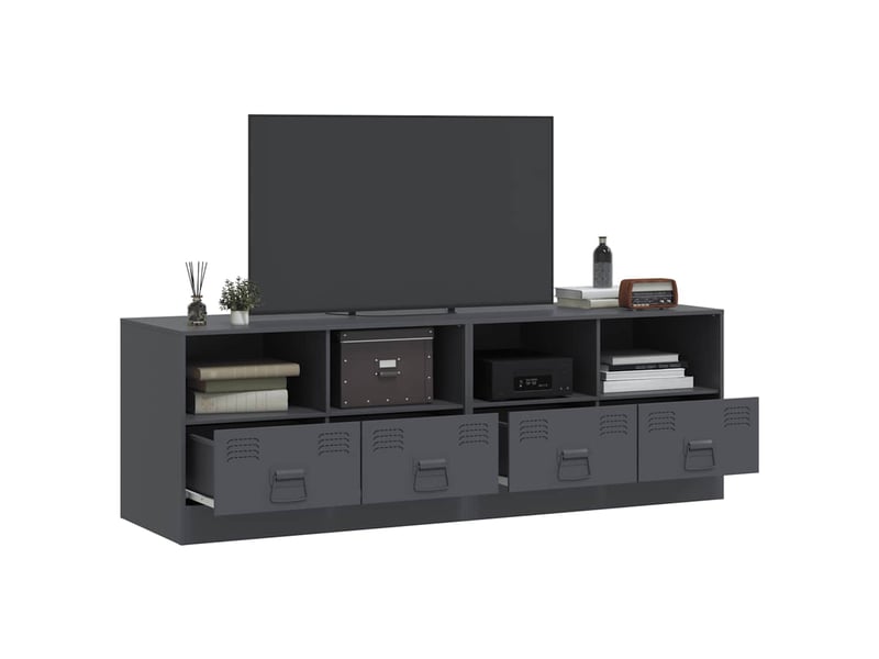  Lot de 2 meuble tv bas salon anthracite 67x39x44 cm acier shl5023  - Conforama D