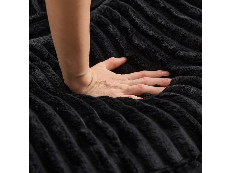  Fauteuil lounge 168x123x63 cm, avec repose-pieds en chenille noire  - Conforama E