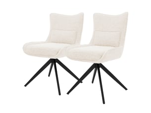 Ml-design lot de 2 chaises salle à manger pivotantes 360° en tissu bouclette beige, piètement étoile en acier, coussin lombaire intégré, siège rembourré confortable pour salon et cuisine, 120 kg