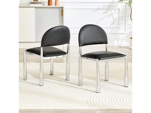 Ensemble de 2 chaises modernes – dossier demi-cercle, assise cuir pu, pieds métal, 80 cm – élégantes et robustes