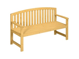 Banc de jardin 2 places en bois orange, résistant aux intempéries, dossier, 240 kg, 140x50x85 cm