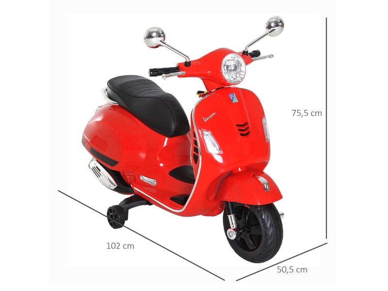  Moto électrique pour enfants, design vespa, batterie 6v avec effets sonores et lumineux, 3-6 ans, rouge  - Conforama E