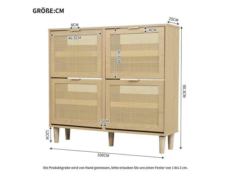  Meuble à chaussures étroit 100x25x90 cm, commode entrée 4 rangements pliants, idéal petits espaces et couloirs  - Conforama C