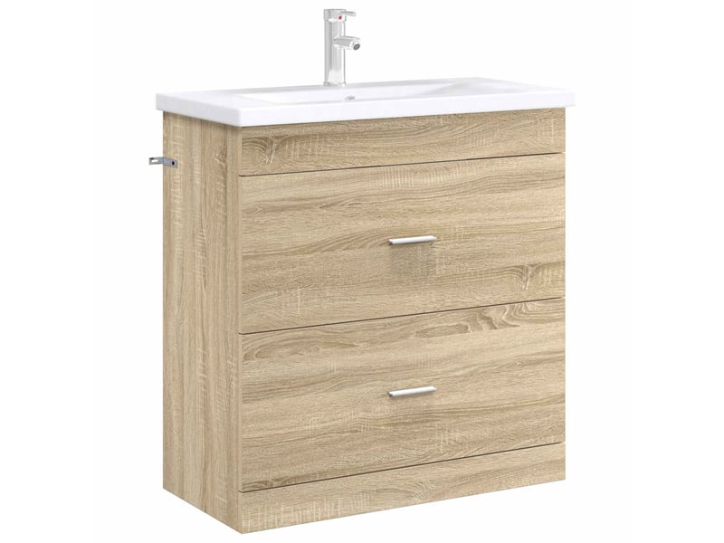  Meuble sous lavabo de salle de bain, commode chêne sonoma shl5528  - Conforama C