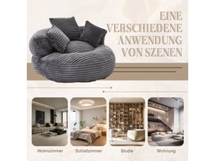 Fauteuil fixe <strong>DZMDIP</strong> Velours côtelé gris