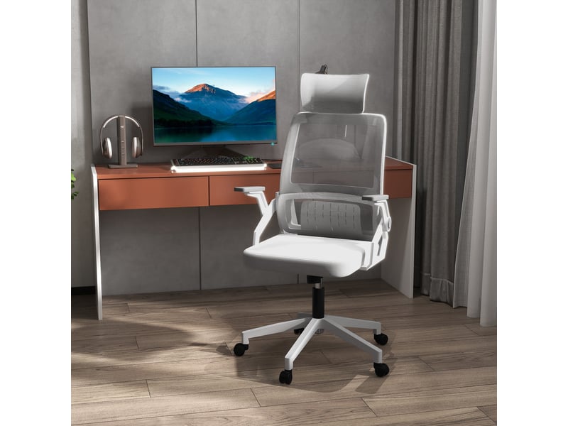  Fauteuil de bureau ergonomique, chaise bureau, maille, 60x61x121.5cm, gris  - Conforama D