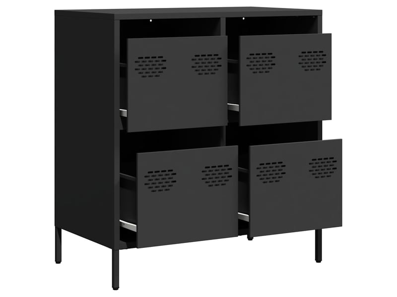  Buffet - bahut - meuble de rangement noir 68x39x73,5 cm acier laminé à froid  - Conforama D