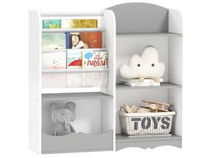Étagère de rangement pour jouets d'enfant, meuble en bois pour chambre d'enfant, salon et chambre de bébé, 85 x 26 x 84 cm, gris