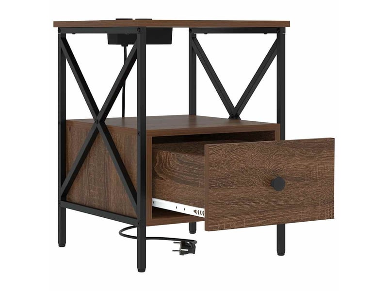 Table de chevet - cabinet de chevet - table de nuit 2 pièces chêne brun 41,5 x 40,5 x 55 cm - Conforama E