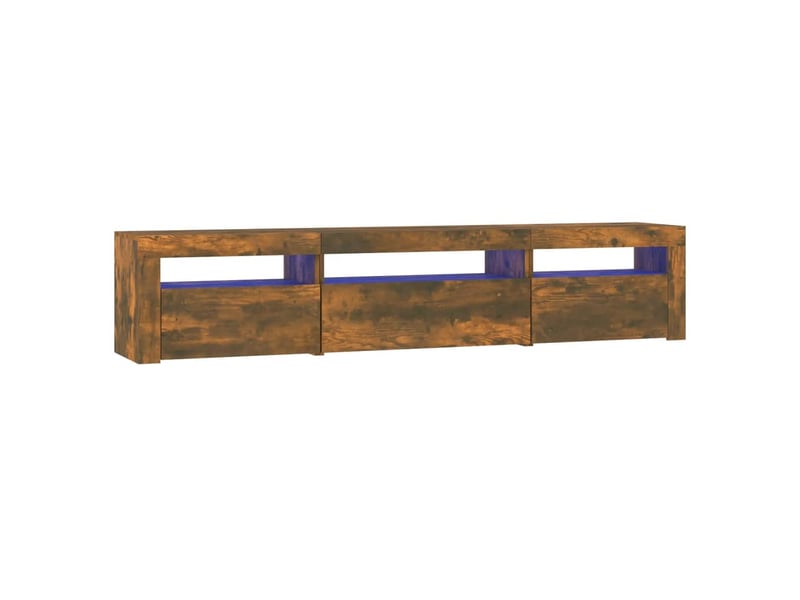  Meuble tv - banc tv - meuble de rangement avec lumières led chêne fumé 195x35x40 cm  - Conforama A