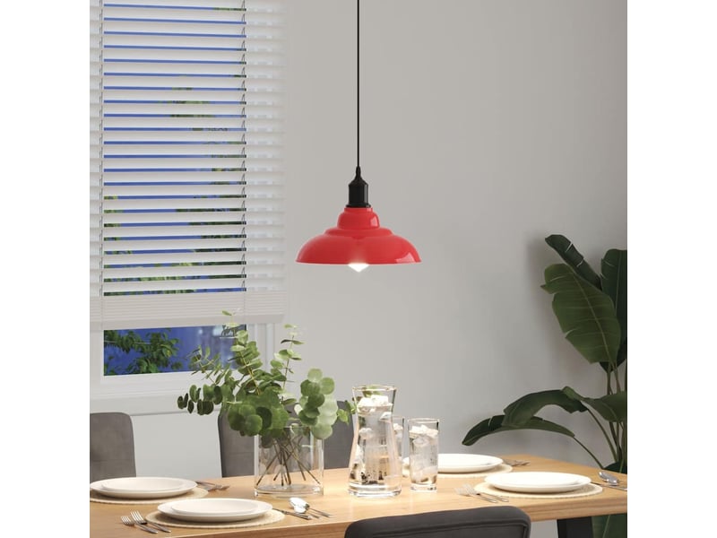  Lampe suspendue, suspension luminaire réglable hauteur e27 rouge brillant ø31cm métal  - Conforama D