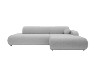 Canapé d'angle réversible convertible CASANOVA 4 places Tissu gris avec coffre de rangement