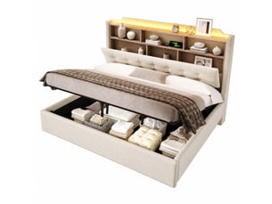 Lit coffre 180x200 cm LPOSPI coloris beige