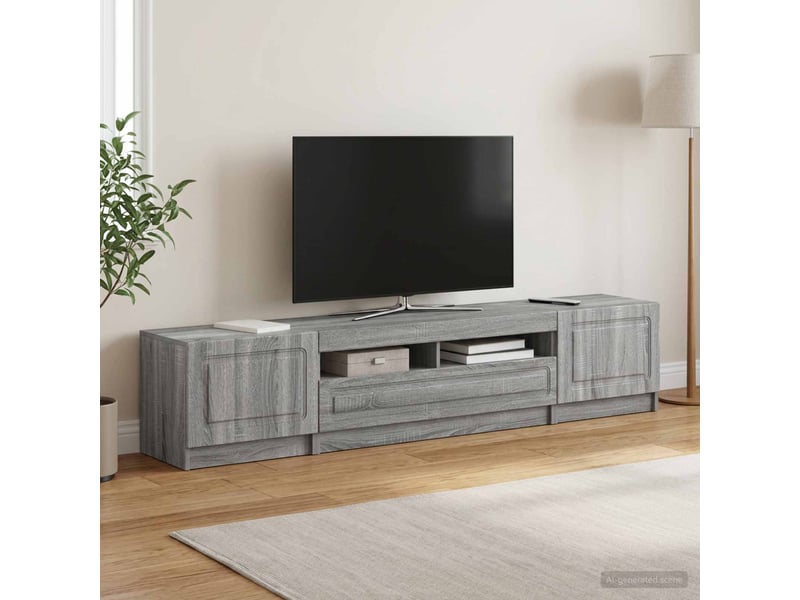  Meuble tv - banc tv - meuble de rangement led utrecht 3 pcs sonoma gris bois d'ingénierie  - Conforama B