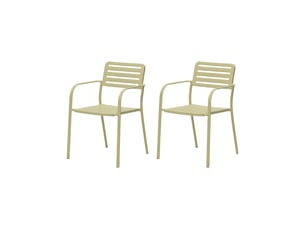 Lot de 2 fauteuils de jardin empilables en métal crème - baca