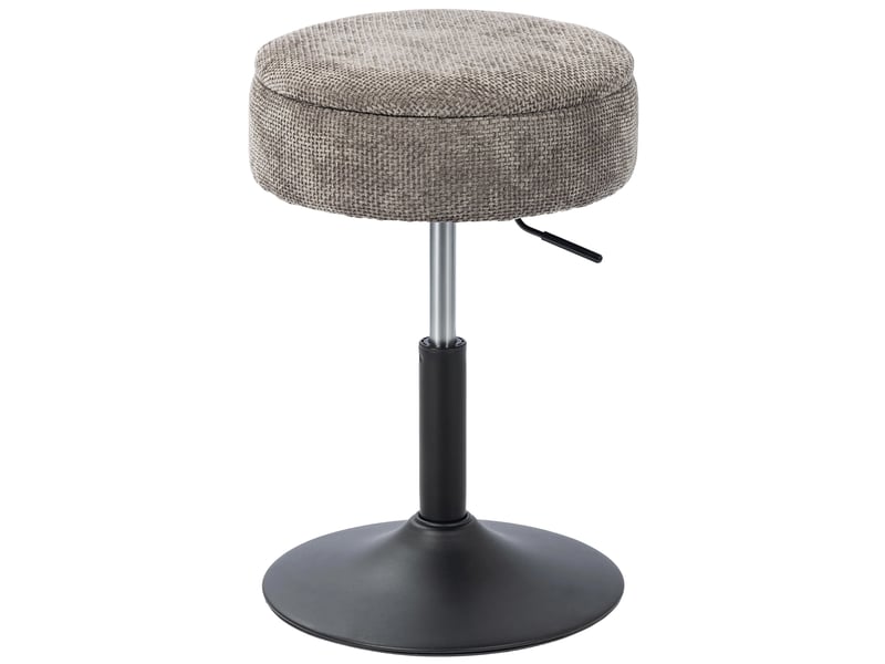  Tabouret de bar avec rangement, réglable en hauteur, tabouret de cuisine rond pivotant, revêtu de chenille grise  - Conforama B