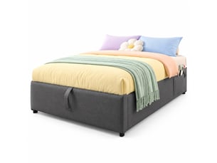 Lit coffre 90x200 cm ULQENI coloris gris
