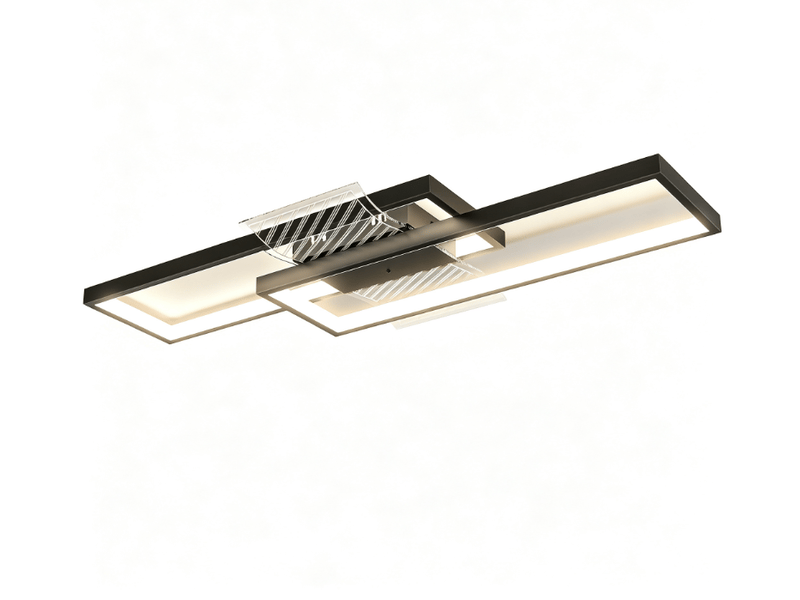  Plafonnier led rectangle 43w, luminaire plafonnier 3000-6000k, 4600lm, télécommande, 70 x 30 cm, noir  - Conforama A