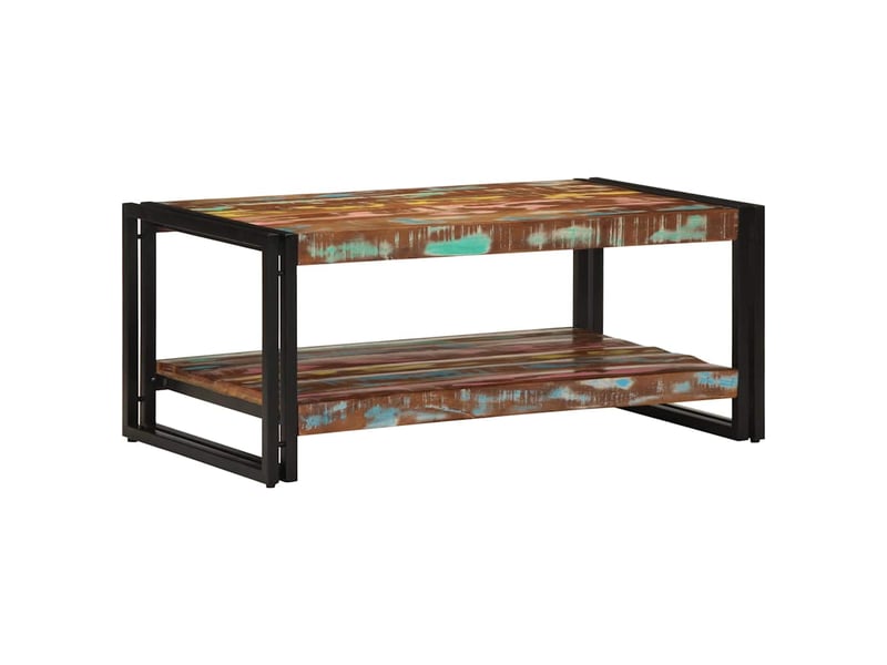  Table basse rectangulaire | table de salon multicolore 90x50x38 cm bois de récupération massif  - Conforama B