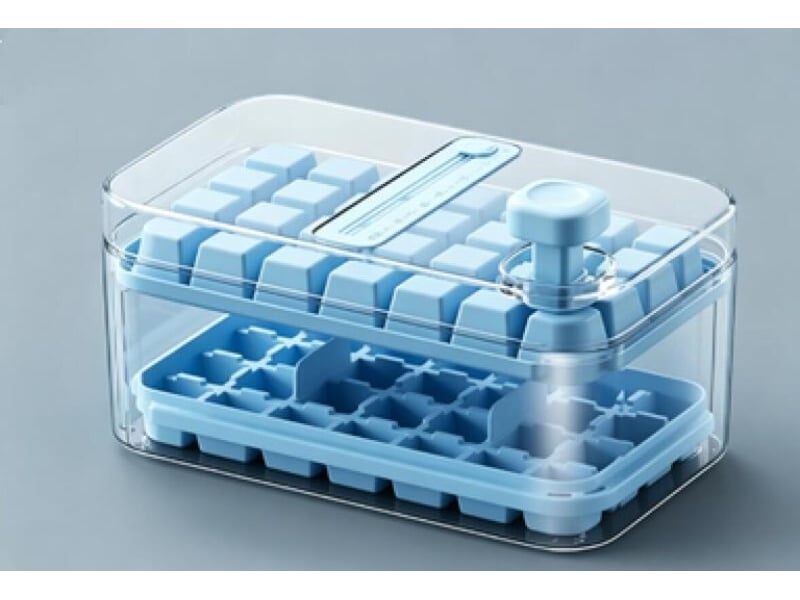  Bac à glaçons avec couvercle, bleu, à pression, facile à démouler, convient pour la maison et la cuisine, livré avec un grattoir à glace ZYS02528LHY - Conforama A