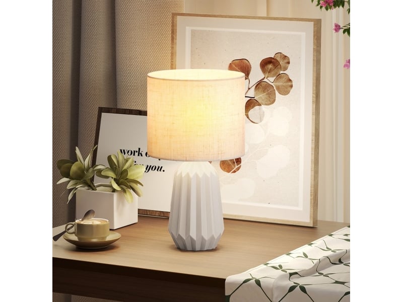  Lampe de table 22x22x39 cm avec interrupteur à bascule beige  - Conforama B