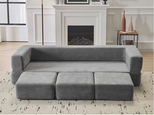 Canapé droit compressé convertible BIQZUYA 2 places Tissu gris