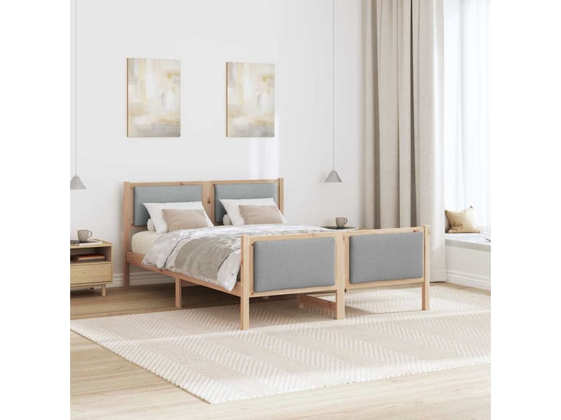  Lit double- lit adulte -  cadre de lit avec tête de lit gris clair 135 x 190 cm tissu  - Conforama C