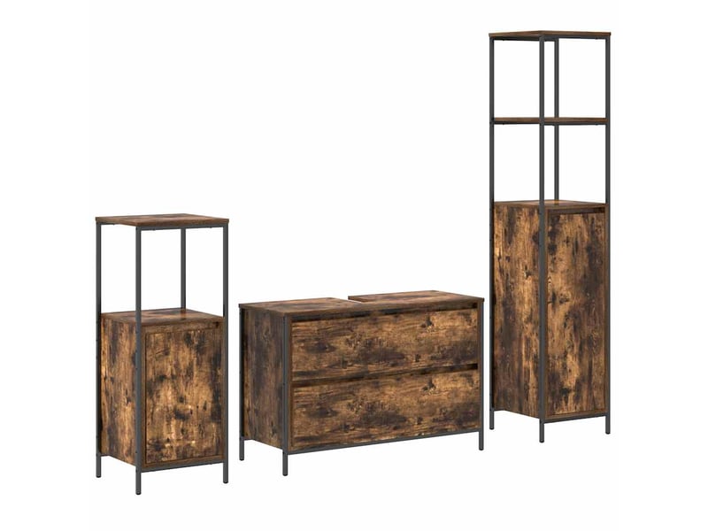  Ensemble de mobilier de salle de bain 3 pc chêne fumé cf64309  - Conforama A