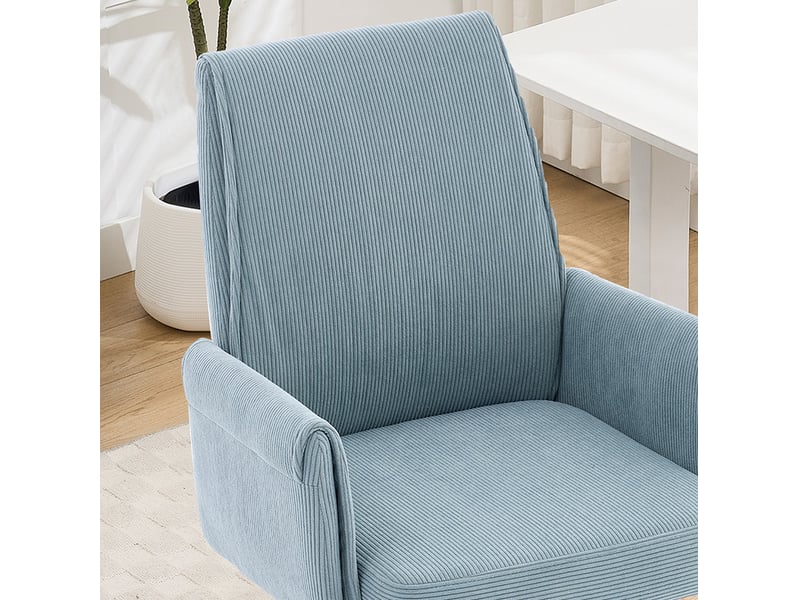  Chaise de bureau réglable en hauteur avec dossier mi-haut et forme ergonomique, en velours côtelé bleu  - Conforama E