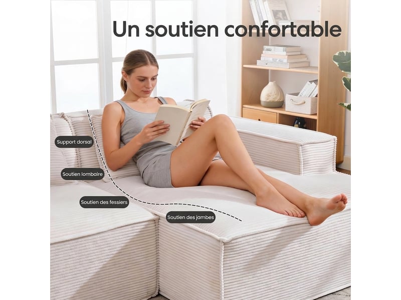  Canapé 2 places beige en tissu polyester - compact 235 cm, assise souple et style moderne  - Conforama R