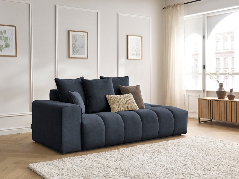  Bobochic canapé droit fixe mont-blanc velours bleu foncé  accoudoir gauche MONT-BLANC - Conforama B