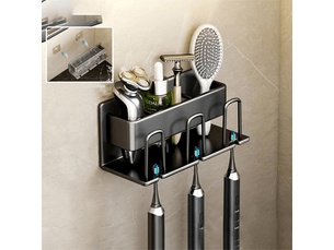 Porte-brosse à dents mural, adapté au porte-gobelet et au porte-brosse à dents de la salle de bain (noir, trois pièces)