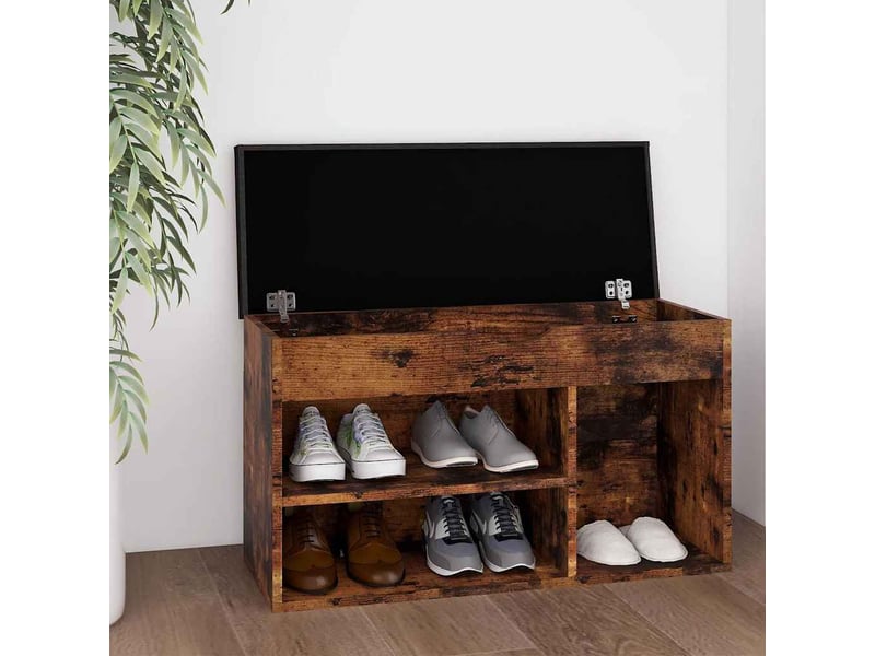  Banc à chaussures, meuble à chaussures avec coussin chêne fumé bois d'ingénierie  - Conforama B
