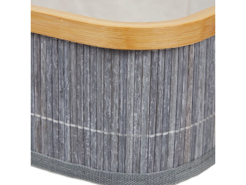  Lot de 3 paniers de rangement empilables salle de bain design décoratif 35 x 25 x 25 cm en bambou gris 13_0011702  - Conforama C